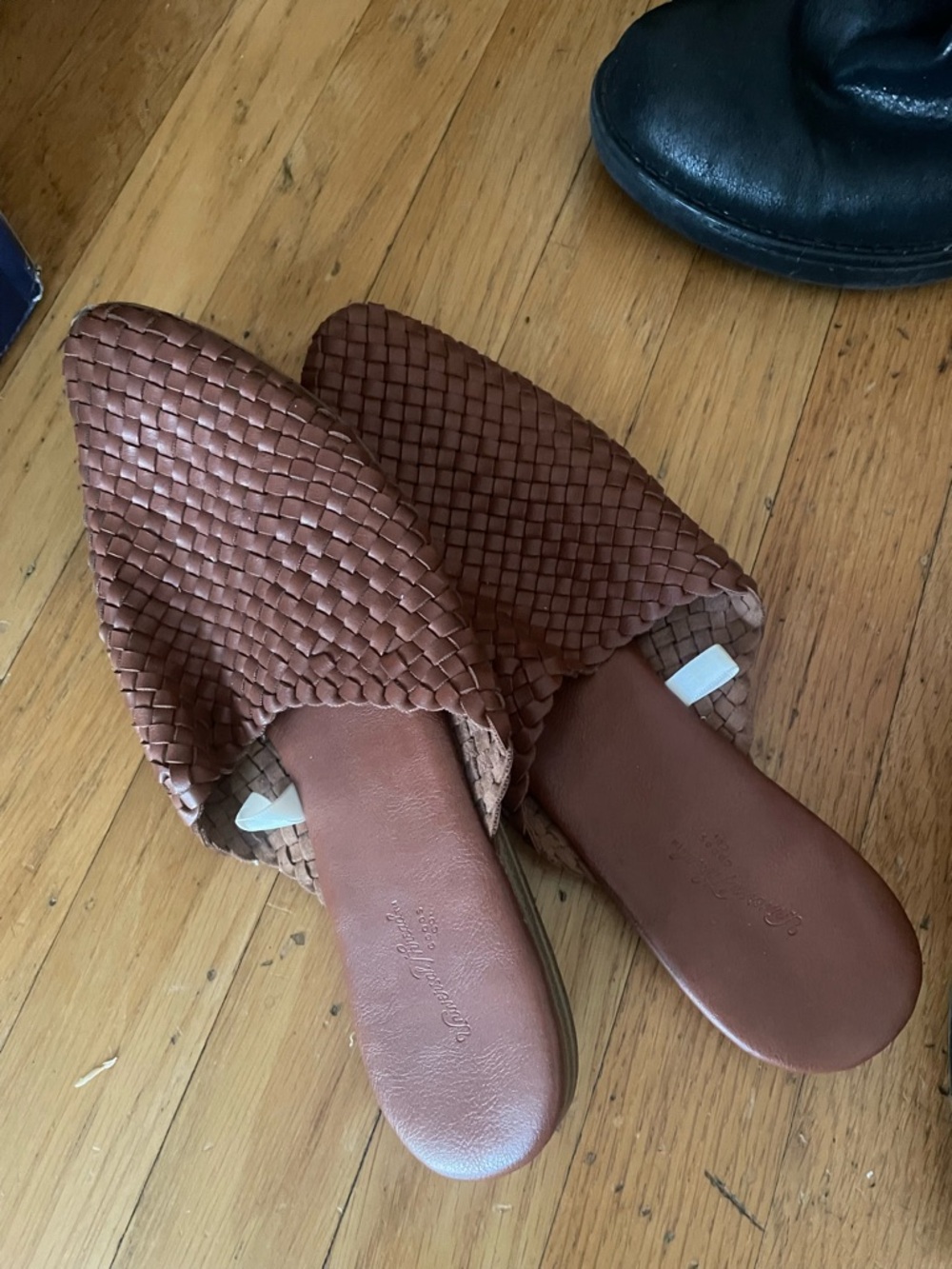 Woven Slip-On Flats in Brown